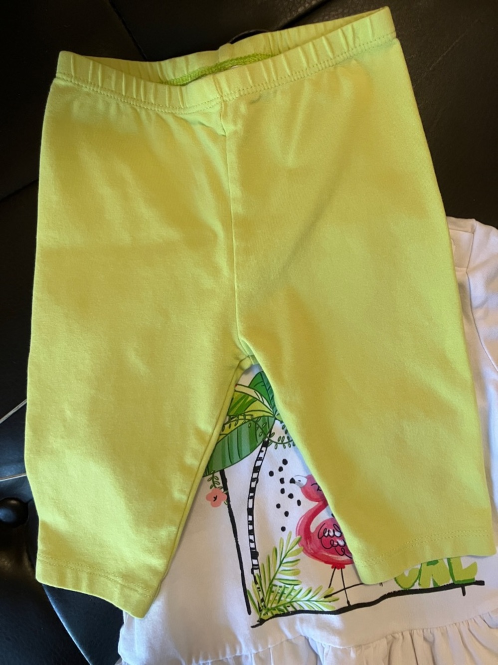 Mayoral 12 months baby/toddler White Top and Lime Green Leggings Tropical Set - Picture 7 of 7